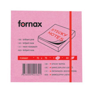 Slika Blok samoljepljiv 75x75mm 80L Fornax neon-rozi