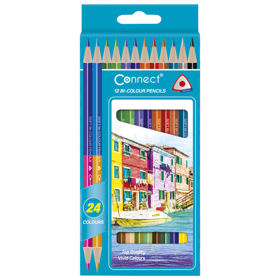 Prikažite detalje za Boje drvene 24boje trokutaste obostrane pk12 Connect blister Slika Boje drvene 24boje trokutaste obostrane pk12 Connect blister