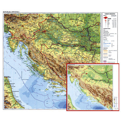 Slika Karta Hrvatske 56x49 plastificirana obostrana Trsat