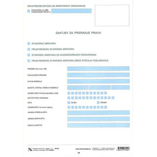 Slika Zahtjev za priznavanje prava na invalidsku mirovinu V-429/IM
