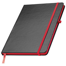 Prikažite detalje za Notes A5 crte 80L šamoa s gumicom Cuxhaven crno/crveni Slika Notes A5 crte 80L šamoa s gumicom Cuxhaven crno/crveni