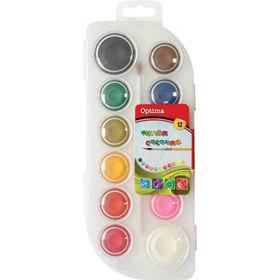 Prikažite detalje za Boje vodene fi 28 1/12 u manjoj PVC oval kutiji + kist OPTIMA Slika Boje vodene fi 28 1/12 u manjoj PVC oval kutiji + kist OPTIMA