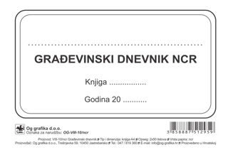 Slika Građevinski dnevnik, obrazac VIII-10/ncr Tvrdi uvez  (zaposlenici i strojevi)