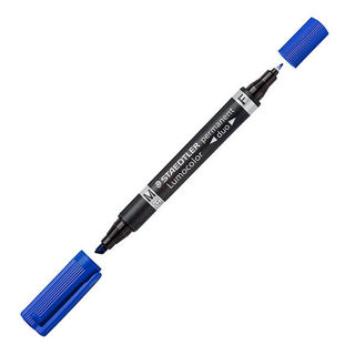 Slika Marker permanentni obostrani 0,6 i 1,5mm Lumocolor Staedtler 348-b3 plavi