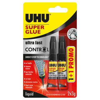 Slika Ljepilo trenutačno 3g+1gratis Super glue(cianoakrilat) UHU  blister