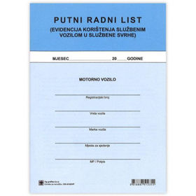 Prikažite detalje za Putni radni list (Evidencija korištenja služb. voz. u služb. svrhe), VI-55/VP Og Slika Putni radni list (Evidencija korištenja služb. voz. u služb. svrhe), VI-55/VP Og