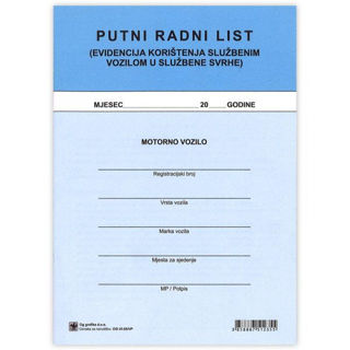 Slika Putni radni list (Evidencija korištenja služb. voz. u služb. svrhe), VI-55/VP Og